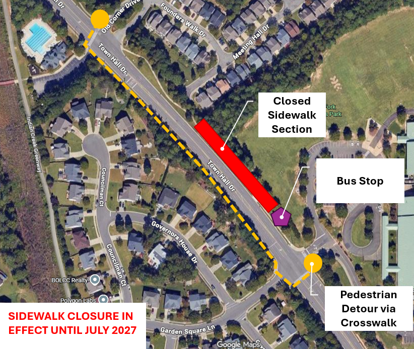 Cedar Fork Elementary School Sidewalk Closure