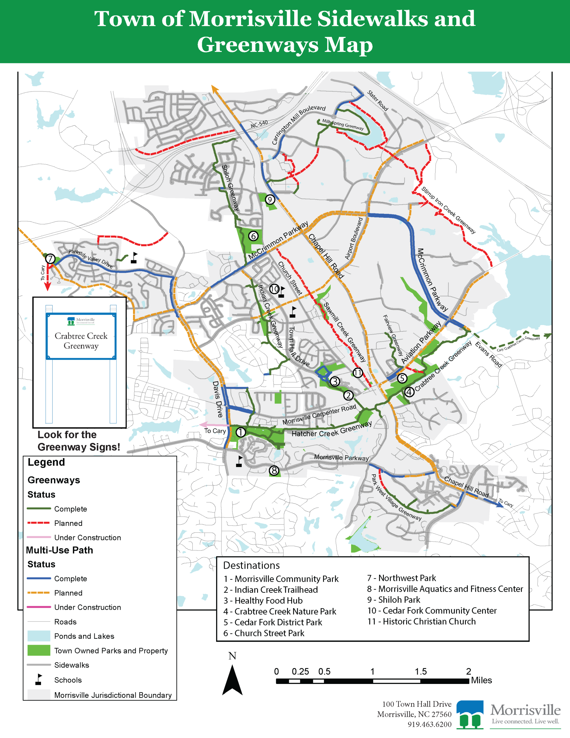 Town of Morrisville Sidewalks and Greenways Map